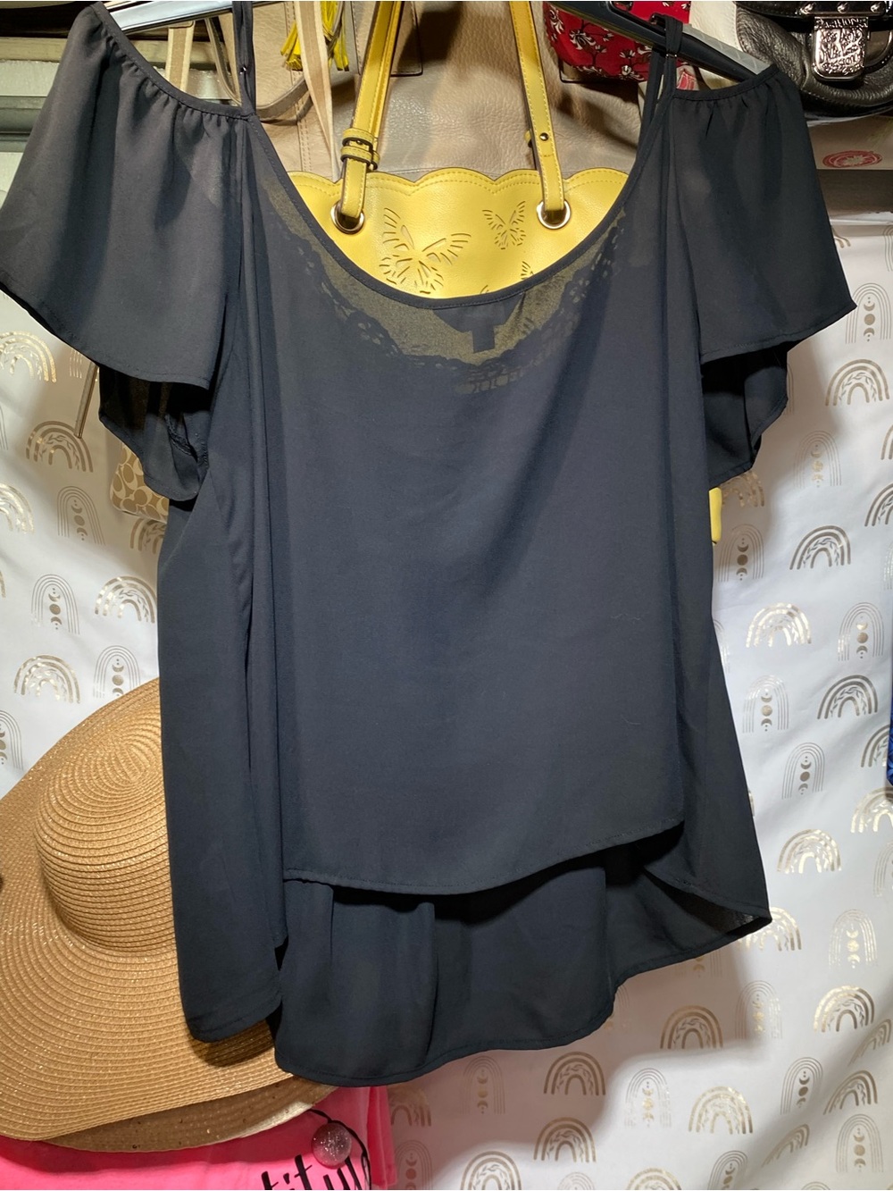 Decree Black Lace-Trim Cold Shoulder Top - Picture 6 of 10